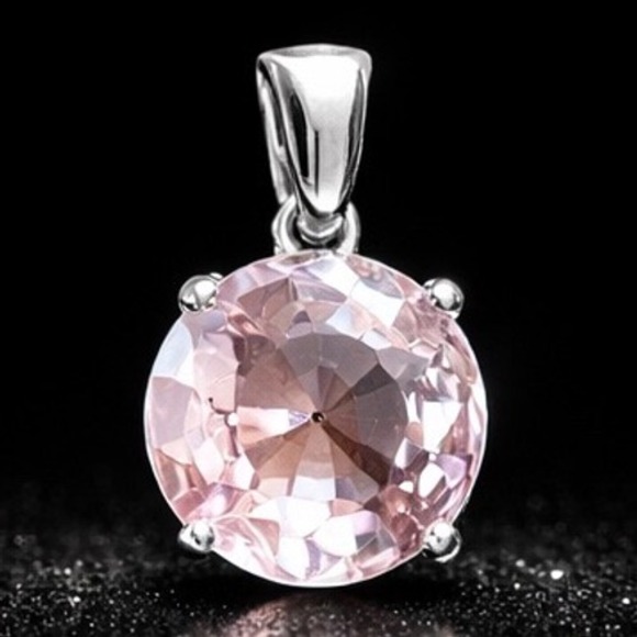 Jewelry - 925 Sterling Silver Light Pink 5A Zircon Round Solitaire Pendant Jewelry